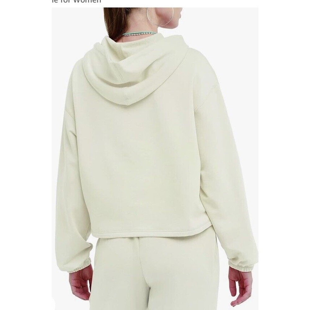Champion Hoodie Sweatshirt Cropped Sz S Soft Touch Gym Minimalist White Casual‌ - Picture 2 of 11